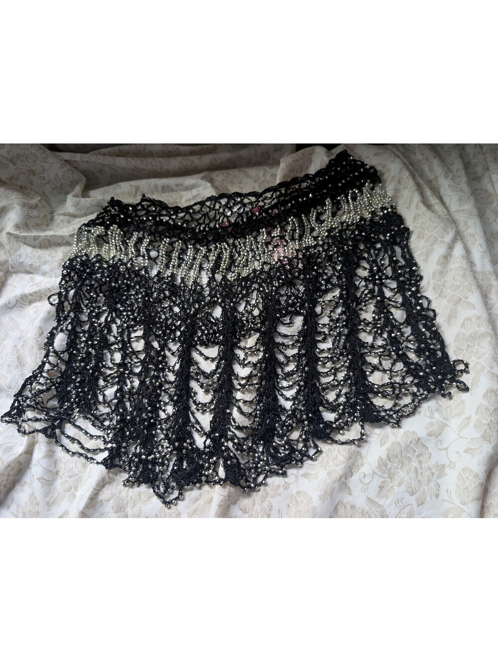 Lydia U.S.A. Black Beaded Crochet belly dance costume skirt